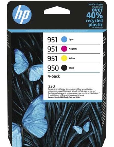 HP 950 + 951 - 6ZC65AE - Noir, Cyan, Magenta, Jaune - Pack de 4 Cartouches