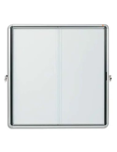 NOBO Vitrine d'intérieur porte coulissante fond métal Gris 12 feuilles A4 Pacific II L97,2x H99,7xP5,4 cm