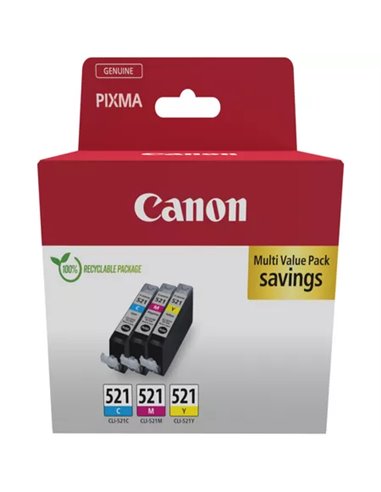 Canon CLI521 - Pack de 3 - Cyan - Magenta - Jaune - 2934B015/2934B010