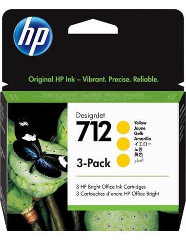 HP 712 - Jaune - Pack de 3 - 3ED79A