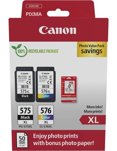 Canon PG575XL/CL576XL Multi-Pack de 2 + 50 feuilles de papier photo - 5437C006