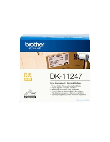 Brother DK11247 - Étiquettes d'expédition prédécoupées Grand - 103x164 mm - 180 unités - Texte - Noir sur fond blanc