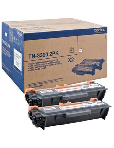 Brother TN3390 - Noir - Pack de 2 Cartouches Toner - TN3390TWIN