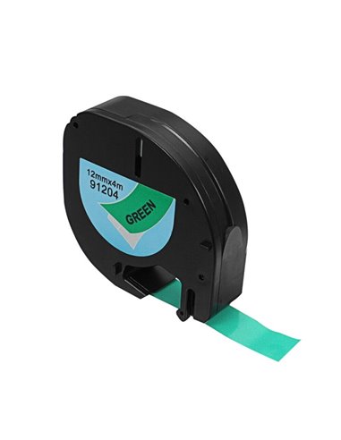 Compatible Dymo LetraTag S0721640 - Largeur 12 mm x 4 mètres 9120 - Noir Vert