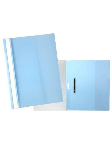 Oui - Dossier avec Attache - Capacité 30 Feuilles A4 - Polypropylène Transparent - Couleur Bleu