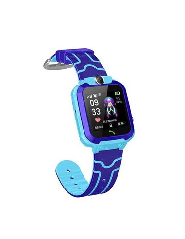 XO - Montre connectée pour enfants - Écran 1,44" - Caméra frontale - Bracelet en silicone - Chargement magnétique - Couleur Bleu