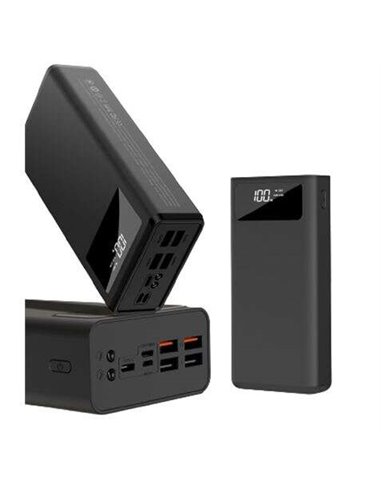 XO - PR124 PowerBank 40000MAH - 4 prises USB -A - Entrées Microusb, USB -C et Lightning - Écran LCD - Fonction lanterne - charge