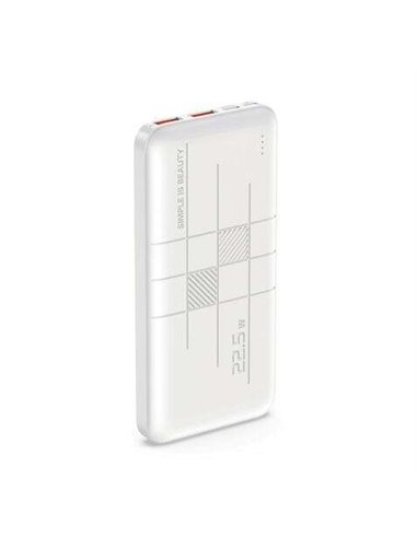 XO - Powerbank PR187 10000mAh avec Charge Rapide - à 22,5W - Écran LCD - 1x USB-C 20W, 2x USB - Blanc