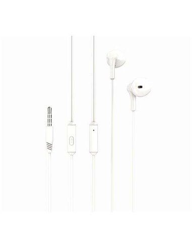 XO - Casque de Musique EP39 avec Microphone - Câble 1,2 m - Bouton de Commande - Couleur Blanc