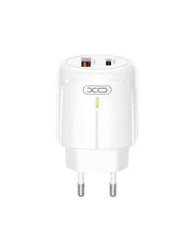 XO - L114 18W Type C + Chargeur secteur USB - Blanc