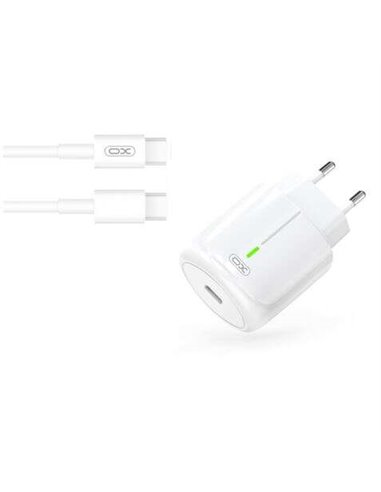 XO - Chargeur de charge rapide - 20 W - Port de type C - Charge + 50 % en 30 minutes - Protection contre les surtensions - Compr