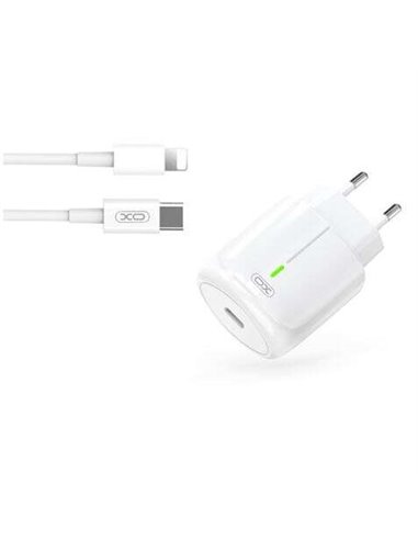 XO - Chargeur de charge rapide - 20 W - Port de type C - Charge + 50 % en 30 minutes - Protection contre les surtensions - Compr