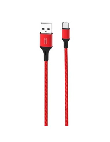 XO - Câble USB A Mâle vers Type C - 2,4A - Charge + Transmission de Données Haute Vitesse - 1m - Couleur Rouge