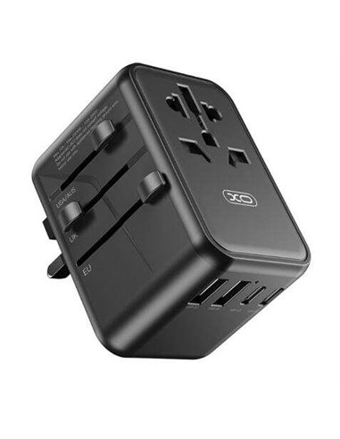 XO - Adaptateur de voyage universel - Connexions pour plus de 150 pays - Sortie jusqu'à 2500 W - Port USB-C 65 W - Sortie cinq p