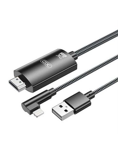 XO - Adaptateur de câble Lightning vers HDMI - Longueur 1,8 m - Prise en charge de la résolution 2K (60 Hz)/1080P - Échange de d