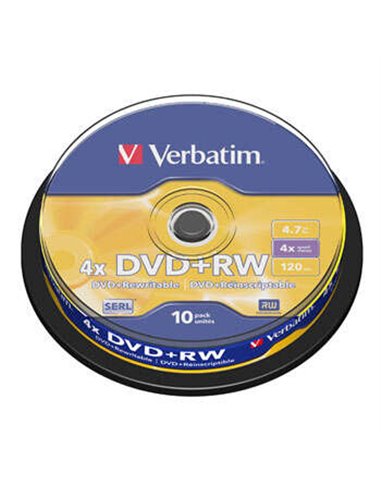 Verbatim - DVD+RW réinscriptible 4x 4,7 Go (Tan 10 unités)