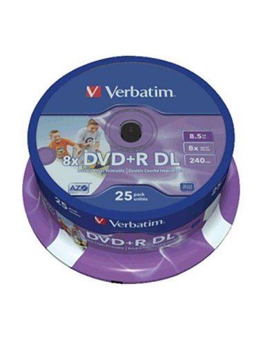 Verbatim - DVD+R imprimables double couche 8x 8,5 Go (Tartrine 25 unités)