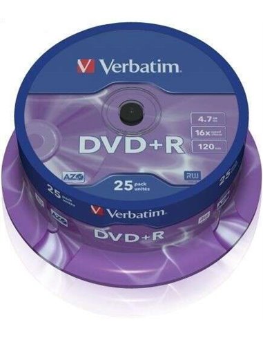 Verbatim - DVD+R 16x 4,7 Go (bac de 25 unités)