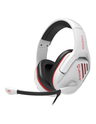 Unykach - Gaming Nova GP Batteries -ro Casque 2.1 Blanc avec Microphone Ajustable - Arceau Ajustable - Oreillettes Rembourrées -