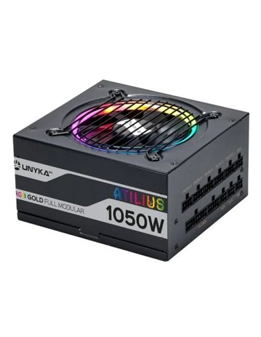 Unykach - Alimentation Atilius RGB Noir 1050W 1050W ATX 2.31 - Éclairage RVB - Entièrement modulaire - PFC actif - Ventilateur 1