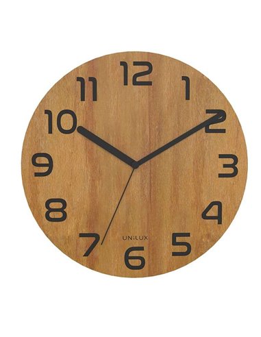 Horloge Unilux Palma en bambou – Design élégant et moderne – Fabriquée avec des matériaux durables – Couleur noir/bois