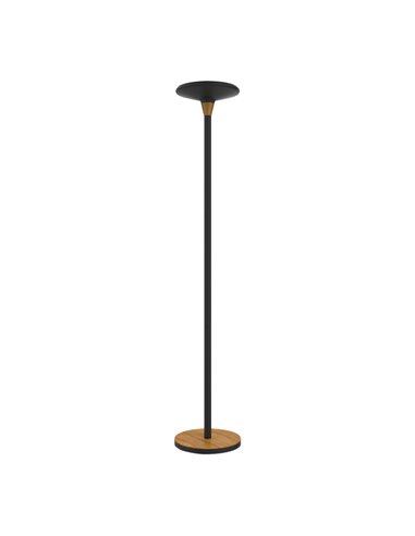 Lampadaire LED Unilux Baly Bambou Noir - Design élégant en Bambou - Éclairage LED Efficace - Hauteur réglable - Base résistante