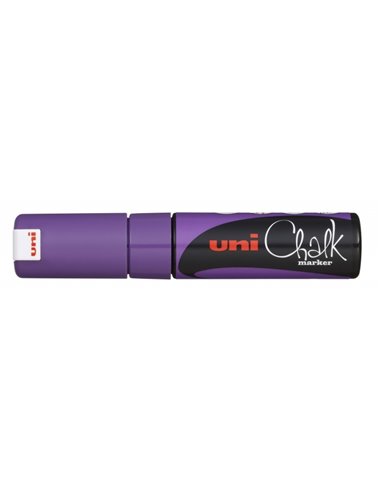 Uniball - Marqueur à craie liquide PWE-8K - Pointe biseautée 8 mm - Effaçable à l'eau - Résistant à la pluie - Couleur violette