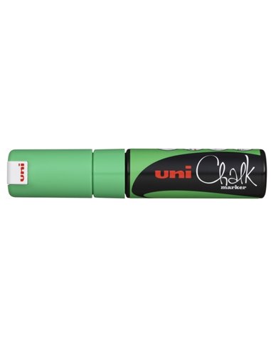 Uniball - Marqueur à craie liquide PWE-8K - Pointe biseautée 8 mm - Effaçable à l'eau - Résistant à la pluie - Couleur verte