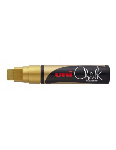 Uniball - Marqueur à craie liquide PWE-17K - Pointe biseautée 15 mm - Effaçable à l'eau - Résistant à la pluie - Couleur Or