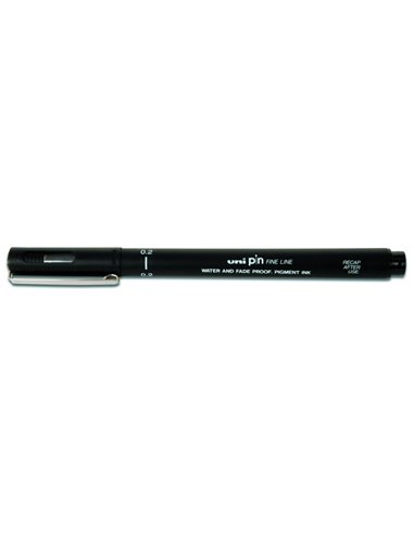 Uniball - Stylo marqueur calibré PIN02-200(S) - Pointe polyacétal 0,2 mm - Encre pigmentée résistante à l'eau et à la lumière - 