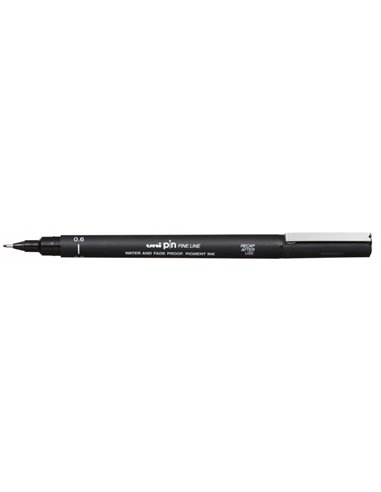 Uniball - Stylo marqueur calibré PIN 06 - Pointe polyacétal 0,6 mm - Encre résistante à l'eau et à la lumière - Couleur noire