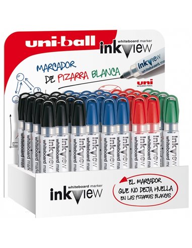 Uniball - Inkview PWB-202 Présentoir de 36 marqueurs pour tableau blanc - Pointe conique 1,8-2,2 mm - Zone transparente pour le 