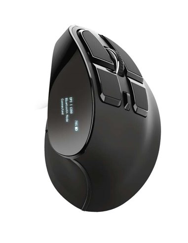 Trust - Souris Ergonomique Sans Fil Rechargeable Voxx 2400dpi - 8 Boutons - Écran LED - Utilisation Droitier - Couleur Noir