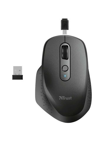 Trust - Souris sans fil rechargeable Ozaa 2400dpi - 6 boutons + défilement vertical et horizontal - Ergonomique - Utilisation dr