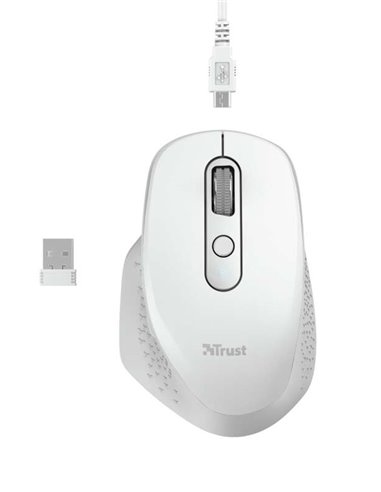 Trust - Souris sans fil rechargeable Ozaa 2400dpi - 5 boutons - Défilement vertical et horizontal - Ergonomique - Utilisation dr