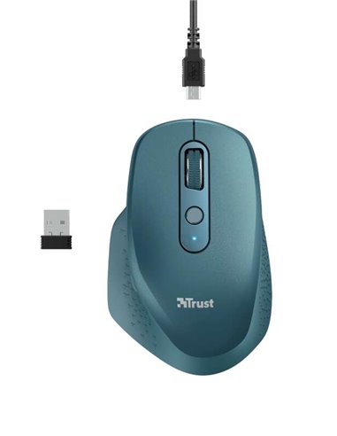 Trust - Souris sans fil rechargeable Ozaa 2400dpi - 5 boutons - Défilement vertical et horizontal - Ergonomique - Utilisation dr