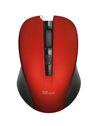 Trust - Souris USB Sans Fil Mydo Silent 1800dpi - 3 Boutons Silencieux - Utilisation Ambidextre - Couleur Rouge/Noir