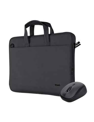 Trust - Housse écologique pour ordinateur portable 16" + Souris sans fil silencieuse - Design avec matériaux recyclés - Compacte