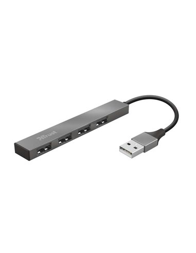 Trust - Halyx Hub 4 Ports USB 2.0 - Jusqu'à 480Mbps - Couleur Gris