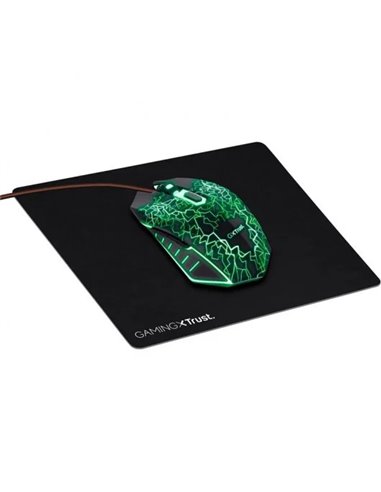 Trust - Souris GXT 783X + Tapis de Souris GamiNGS - - 6 Boutons - 4000 dpi - Tapis de Souris en Tissu Doux - Éclairage Multicolo