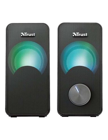 Trust - Enceintes Arys USB 2.0 12W - Eclairage RGB - Câble 1,40m - Couleur Noir