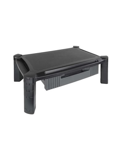 Tooq - Support surélevé avec tiroir pour moniteur ou ordinateur portable - Hauteur réglable - Poids maximum 10 kg - Couleur noir