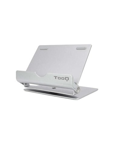 Tooq - Support pour Tablette jusqu'à 10" - Inclinable et Rotatif - Base Antidérapante - Couleur Argent