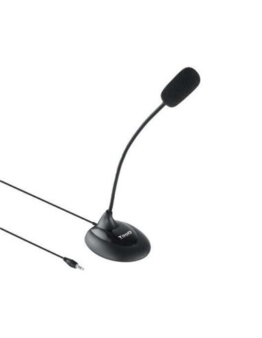 Tooq - Microphone de Bureau Flexible Omnidirectionnel - Interrupteur On/Off - Câble 2m - Jack 3,5 mm - Couleur Noir