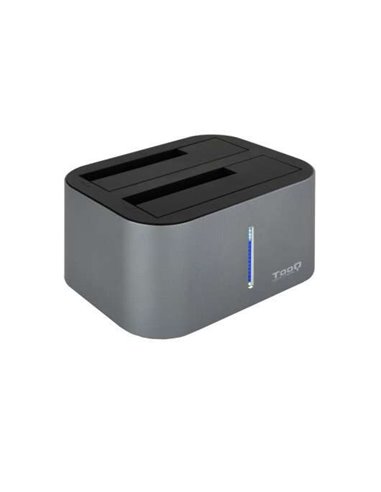 Tooq - Station d'accueil USB 3.0/3.1 Gen 1 - HDD/SSD 2.5", 3.5" SATA - Bouton de clonage - Couleur Gris/Noir