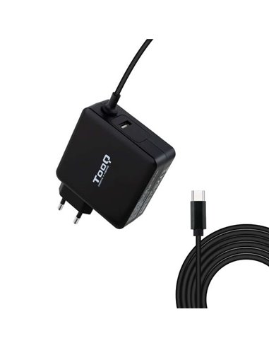 Tooq - Chargeur Universel pour Ordinateur Portable 65W USB-C - Compatible PD - Câble 1,80m