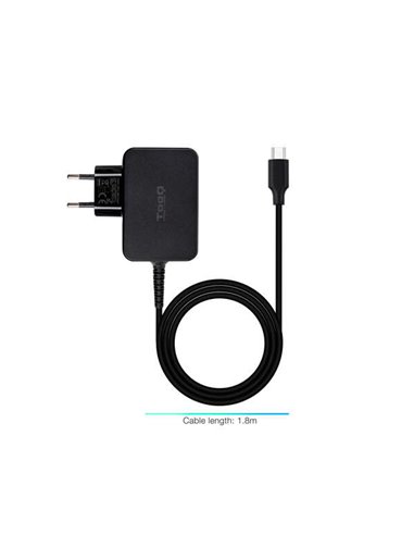 Tooq - Chargeur Ordinateur Portable GaN USB-C/PD 65W - Câble 1,80m - Noir