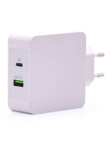 Tooq - Chargeur mural USB 3.0, USB-C - Chargement rapide -a - Couleur blanche