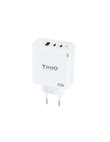 Tooq - Chargeur Mural GaN 2 USB-C/PD + USB-A/QC 65W - Blanc