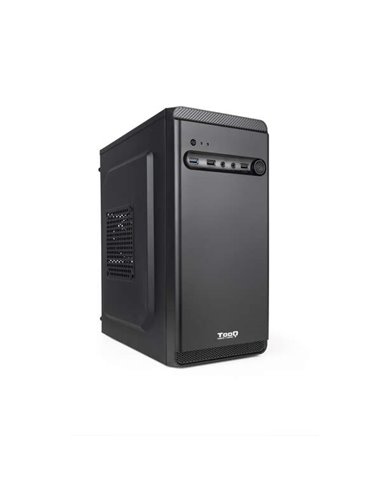 Tooq - Boîtier minitour Micro-ATX/Mini-ITX - Taille de disque prise en charge 3,5", 2,5" - USB3.0, 2.0, Audio HD - Ventilateur 8